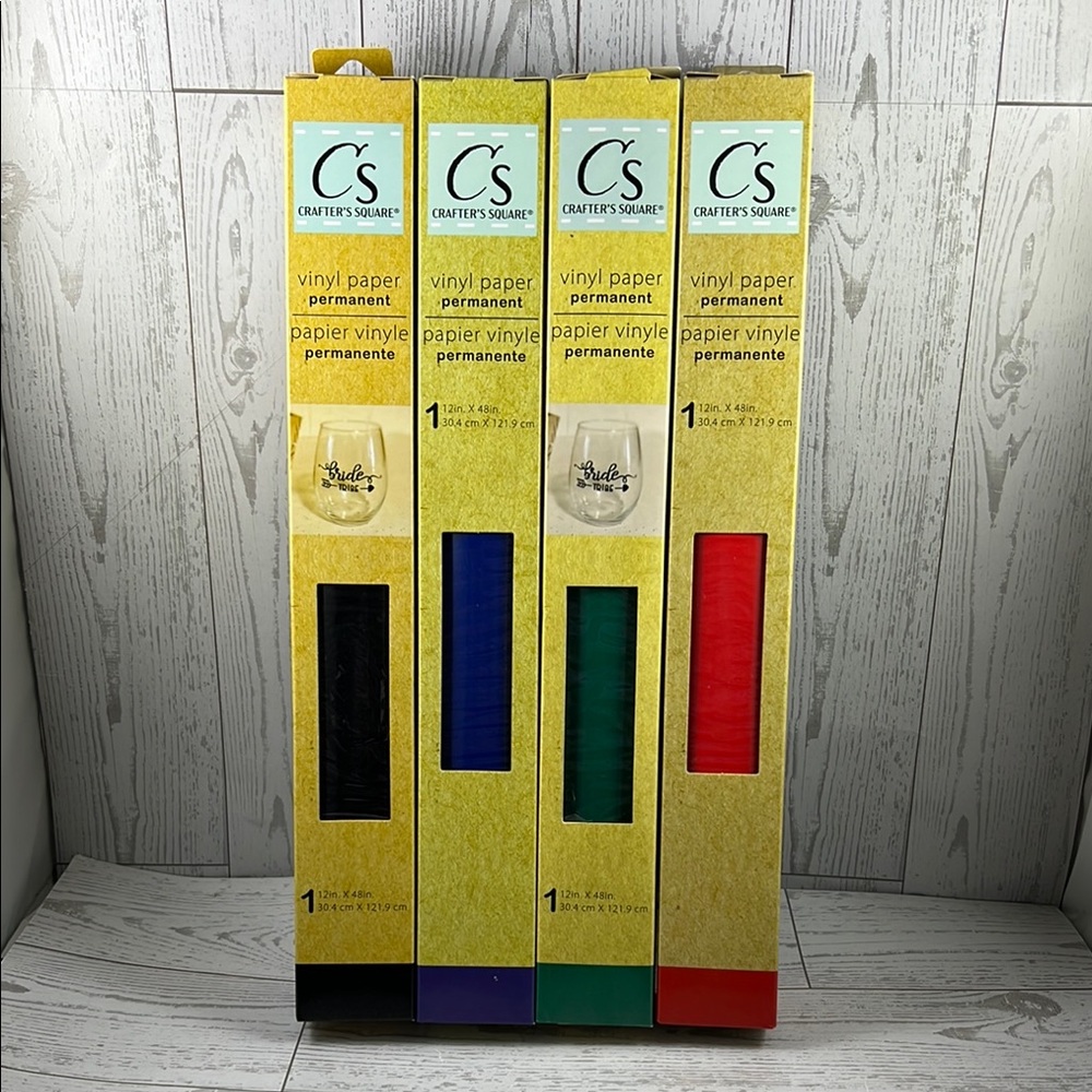 Crafter's Square Permanent Vinyl Paper Set - Yellow, Blue, Green, Red